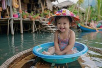 Baby south east asian girl bathing photography swimming.
