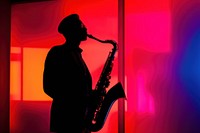 Jazz music radiant silhouette saxophone entertainment saxophonist.
