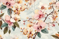 Vintage drawing orchid pattern flower backgrounds.