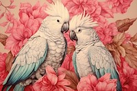 Vintage drawing cockatoo parrot animal sketch.