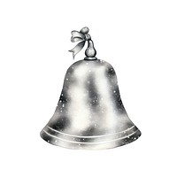 Bell icon white background silver metal.