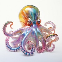 An iridescence octopus isolated on clear pale solid white background animal art invertebrate.