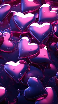 3d render of hearts purple backgrounds repetition.