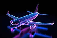 Neon plane wireframe airplane aircraft airliner.
