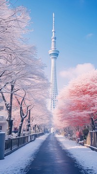 Tokyo sky tree in wintertime architecture building tower.