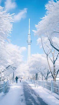 Tokyo sky tree in wintertime architecture building tower.