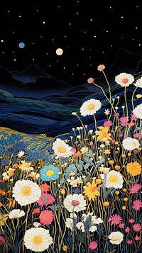 Traditional japanese wildflower field at night outdoors nature plant.