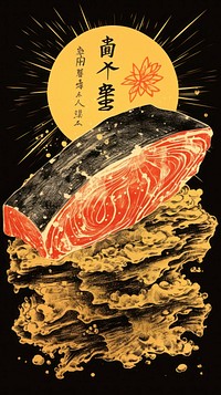 Traditional japanese sashimi fish advertisement watermelon.