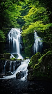 Waterfall in Japan landscape outdoors nature.