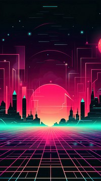 Retrowave city abstract light.