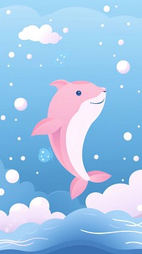 Dolphin underwater outdoors cartoon.