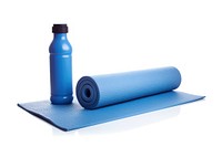 Yoga bottle mat white background.