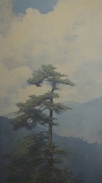 Pine tree outdoors painting nature.