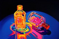 A bottle light painting yellow.