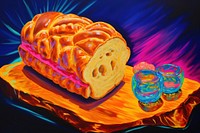A bread painting dessert food.