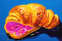 A croissant painting yellow purple.
