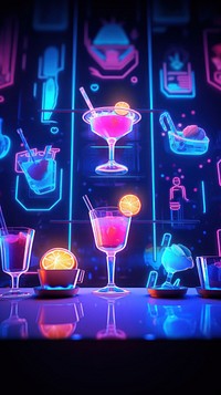 Cocktails neon light wallpaper cosmopolitan refreshment illuminated.