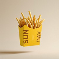 French fries in yellow box