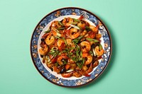 Chinese dish food seafood shrimp.