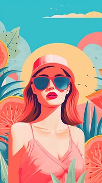 Hot summer illustration sunglasses adult art.