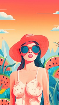 Hot summer illustration sunglasses painting adult.
