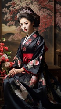 Japanese traditional clothing fashion kimono dress.