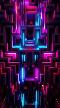 Maze neon light wallpaper pattern purple architecture.