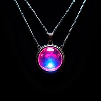 Neon full moon necklace gemstone jewelry.