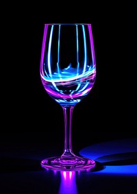 Neon glass of wine light drink illuminated.
