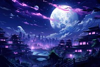 Neon Japanese citry landscape astronomy outdoors purple.