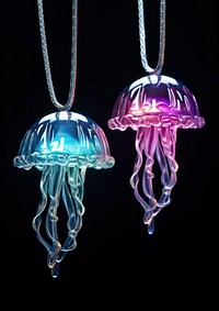 Neon small jellyfihses jellyfish invertebrate illuminated.
