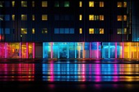 Light neon architecture building.