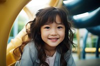 Asian girl relax and smile playground outdoors child.
