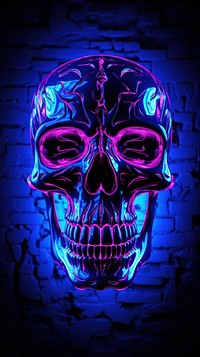 Skull neon light wallpaper purple illuminated celebration.