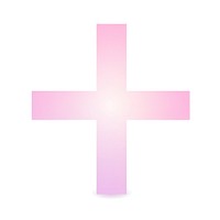 Cross shape symbol pink white background.