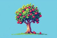 Apple tree cut pixel graphics plant fruit.