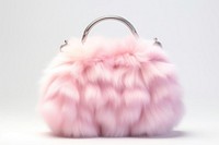 Purse fur handbag white background.