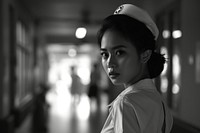 Thai Young female nurse portrait adult black.