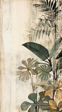 Wallpaper ephemera pale tropical leaf pattern nature plant.