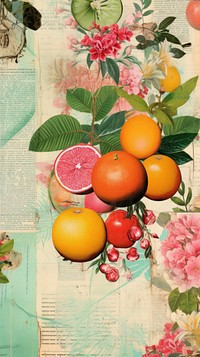 Wallpaper ephemera pale tropical fruite grapefruit plant food.