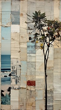 Wallpaper ephemera pale beach collage architecture plant.