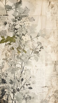 Wallpaper ephemera pale plant painting pattern flower.