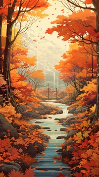 Autumn landscape outdoors painting.