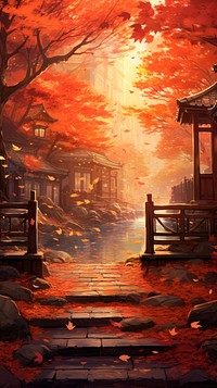 Autumn outdoors scenery anime.