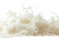 Soap foam white milk white background.