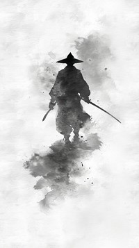 Samurai architecture monochrome silhouette.