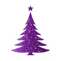 Purple christmas tree icon shape white background illuminated.