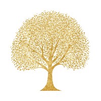 Gold tree icon plant art white background.