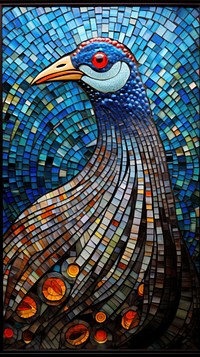 Guinea fowl mosaic art animal.