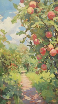 Orchard painting outdoors nature.